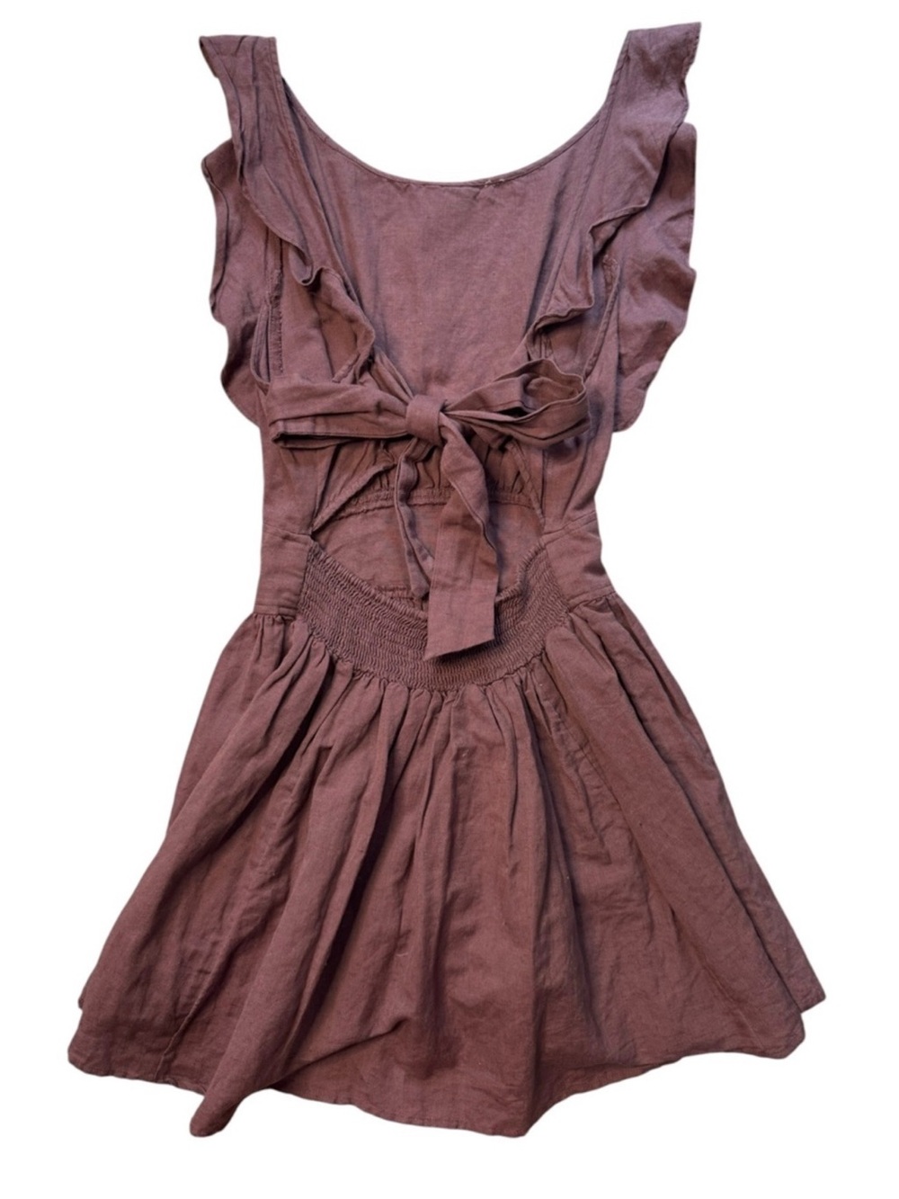 Free People Brown Ruffle-Back Mini Dress - Picture 5 of 11